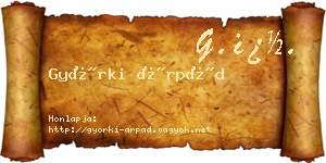 Györki Árpád névjegykártya