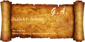 Györki Árpád névjegykártya